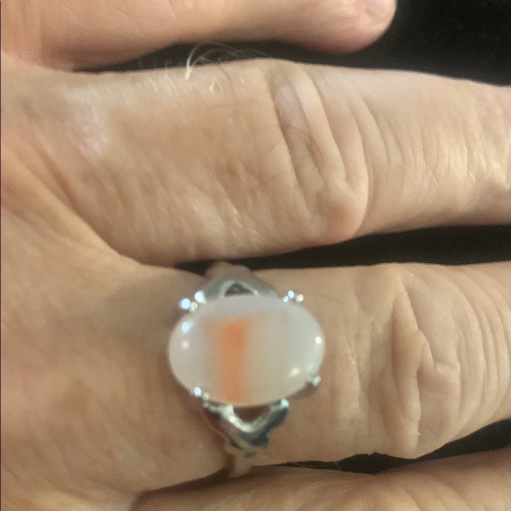 Elegant Silver and White Ring Bogo
